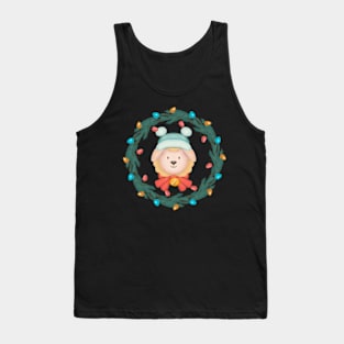 Cute Sheep Christmas Wreath Tank Top